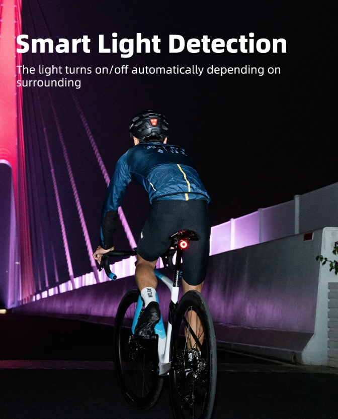 XOSS XR Pro Smartes Rücklicht mit automatischer Bremserkennung, USB-Aufladung und wasserfestem Design für Fahrradsicherheit