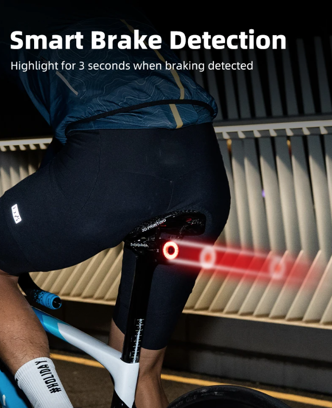 XOSS XR Pro Smartes Rücklicht mit automatischer Bremserkennung, USB-Aufladung und wasserfestem Design für Fahrradsicherheit