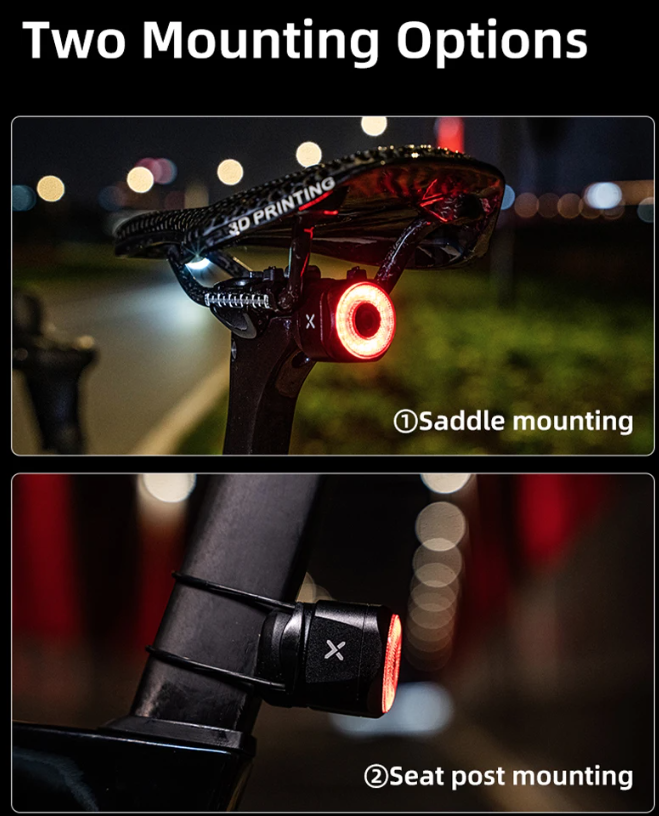 XOSS XR Pro Smartes Rücklicht mit automatischer Bremserkennung, USB-Aufladung und wasserfestem Design für Fahrradsicherheit