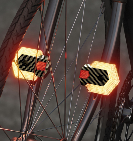 CarryBright Carbonfaser 4-teiliges Fahrradrücklicht mit Blinkern, USB-wiederaufladbare Fahrradblinker vorne und hinten, helle LED-Sicherheitswarnleuchten, Funkfernbedienung, wasserdichte Fahrradblinkerleuchte für E-Bike