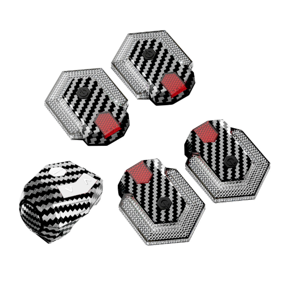 CarryBright Carbon Fahrradblinker Set 4-tlg. USB aufladbar mit kabelloser Fernbedienung, helle LED Front/Rücklicht für E-Bike, wasserdicht